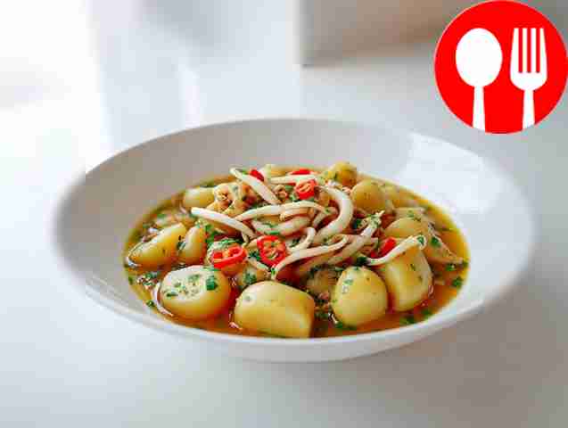 Картофельное рагу с кальмарами