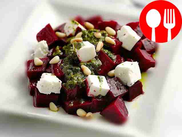 Необычный свекольный салат с соусом песто