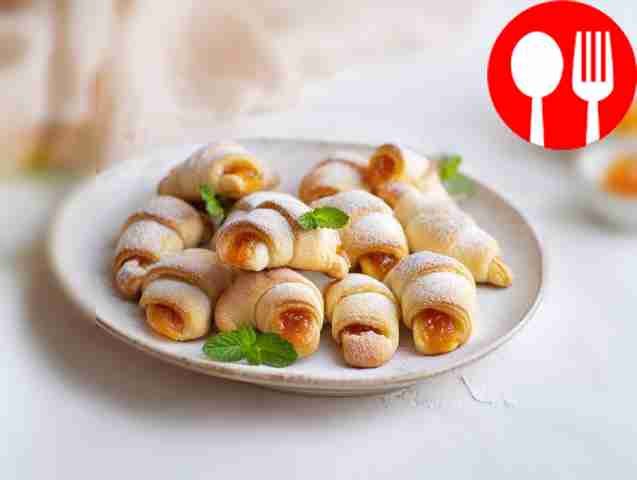 Аппетитные рогалики из бездрожжевого теста с джемом