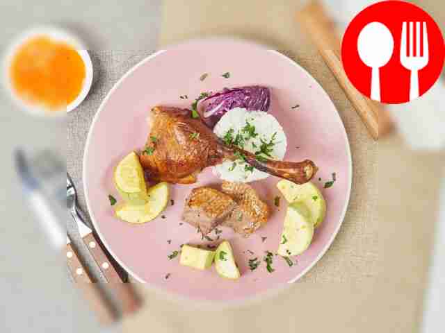 Гусь с кабачком и лимоном