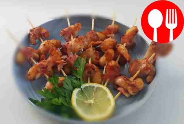 Бекон с креветками