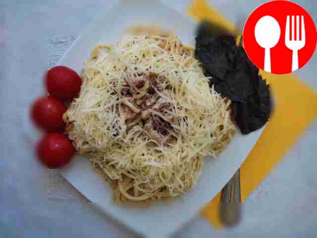 Паста карбонара с беконом и сливками