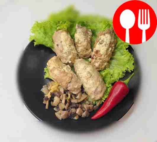 Рулетики из свинины с грибами и сыром