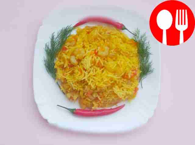 Плов с креветками из риса Басмати