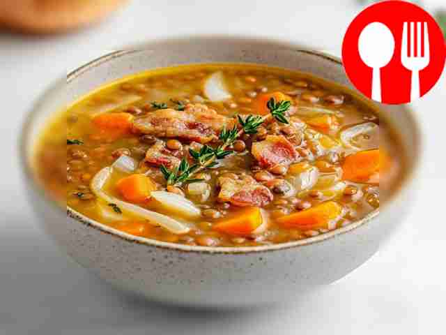 Ароматная чечевица с беконом