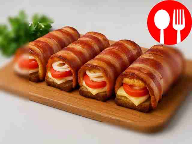 Аппетитные рулеты из бекона на гриль-доске