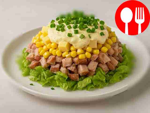 Праздничный салат с копченой курицей и айсбергом