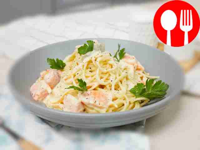 Спагетти с форелью