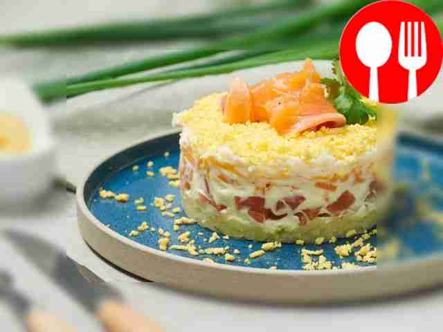 Салат «Мимоза» с семгой