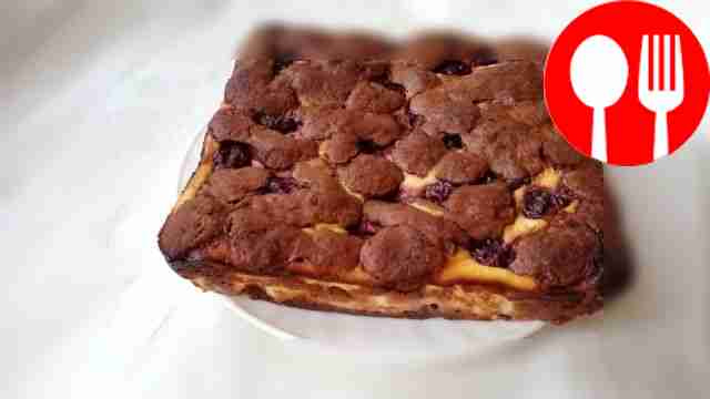 Брауни с творогом и вишней