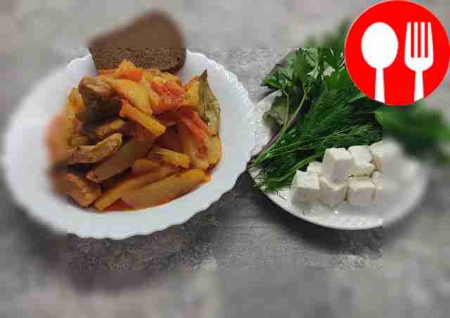 Азу со свининой и солеными огурцами