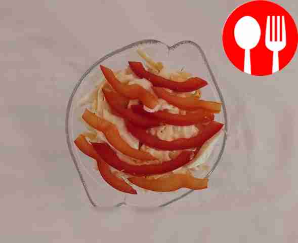 Нежный салат с ананасом, ветчиной и сыром