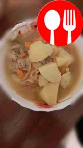 Картофель, тушеный в говяжьем бульоне