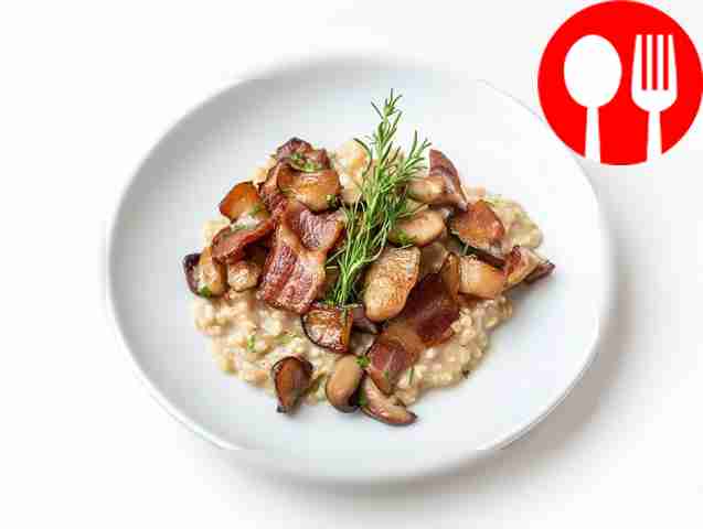 Бекон и белые грибы для каши