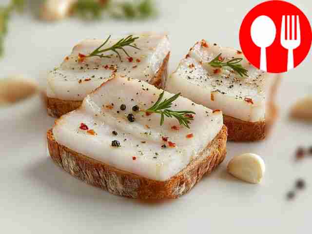 Бутербродное сало с чесноком и специями в пергаменте