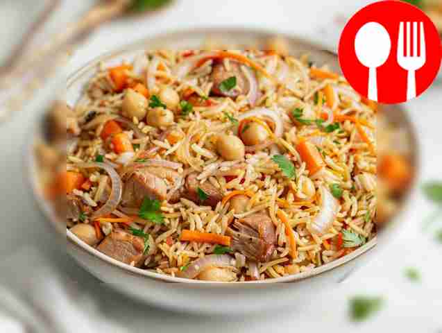 Ароматный плов с нутом в казане