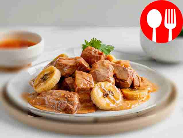 Тушеная свинина с бананами