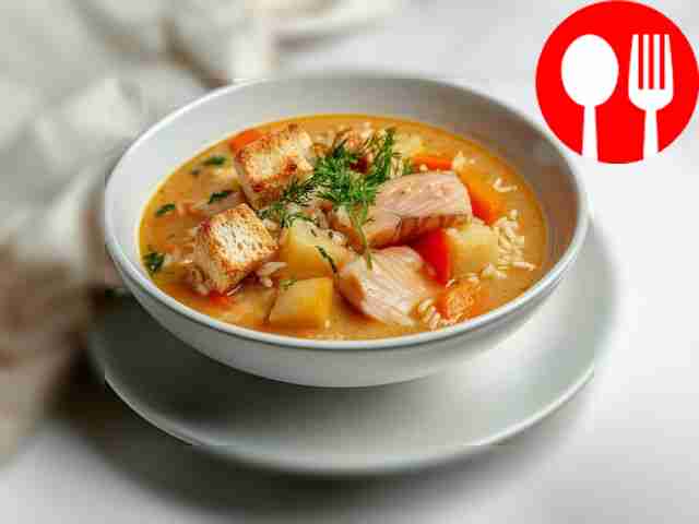 Сытный суп из кеты