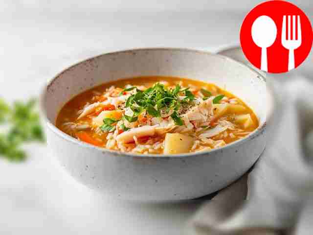 Легкий суп из трески с рисом