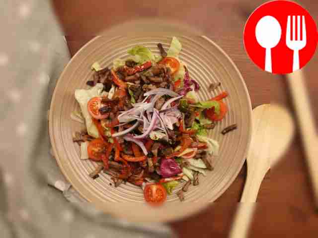 Быстрый салат с говядиной и болгарским перцем