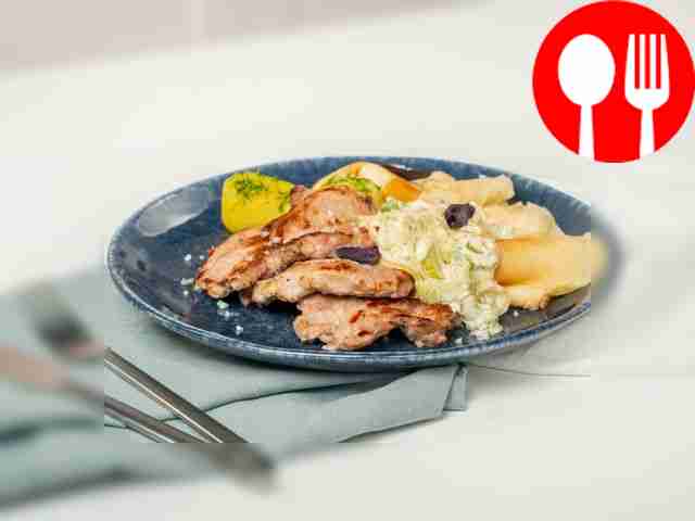 Отбивная с блинами