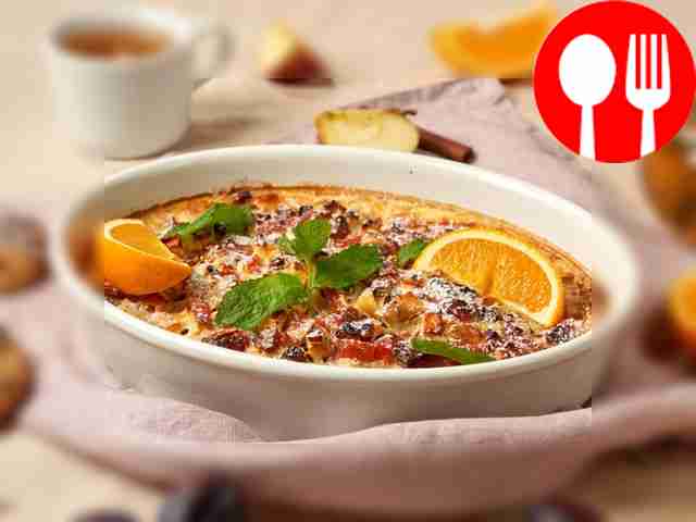 Овсяный пирог с яблоками и сухофруктами