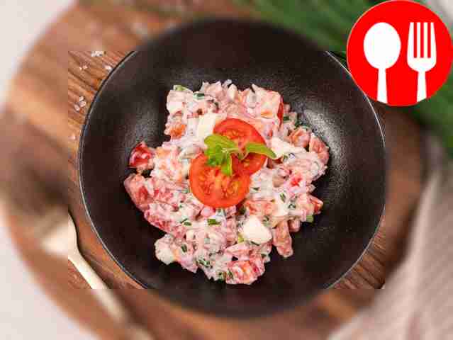 Салат из семги с сыром