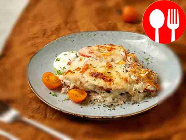 Мусака с куриными сердечками