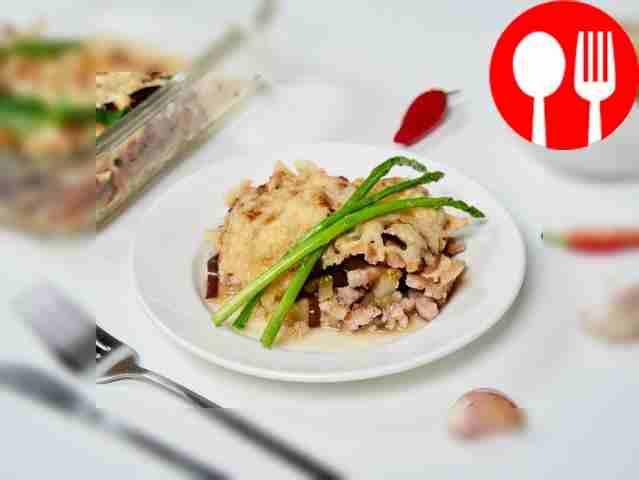 Мусака с сушеным чесноком