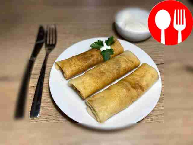 Ароматные блины с куриной грудкой