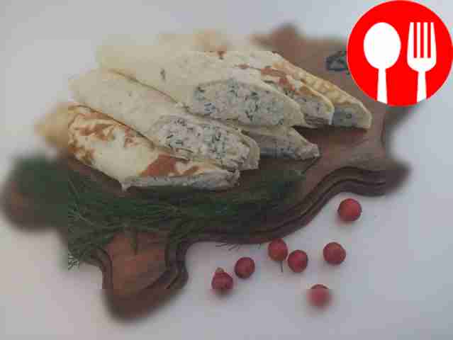 Блинчики с яйцами и творогом