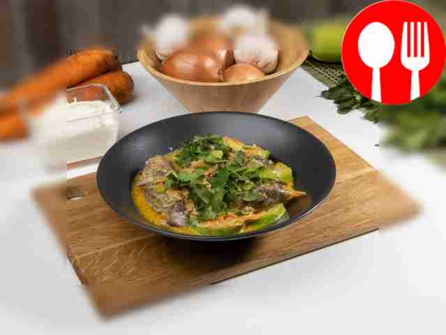 Печень индейки с овощами