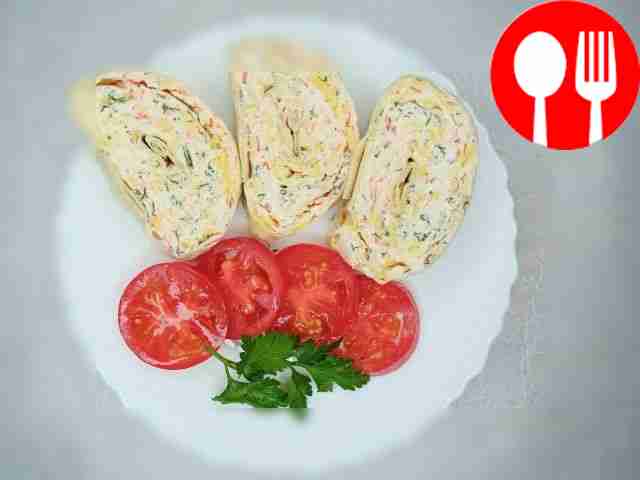 Быстрый рулет с крабовыми палочками