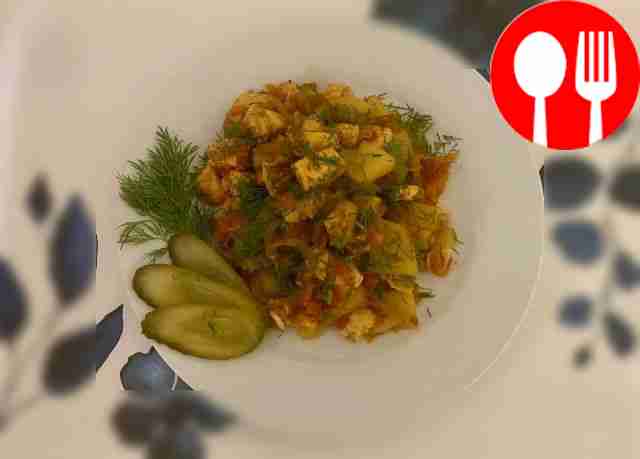 Рыбное азу с филе семги