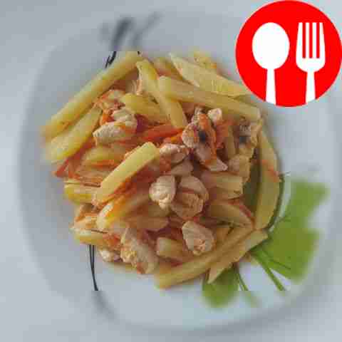 Домашнее азу с куриным филе и майонезом