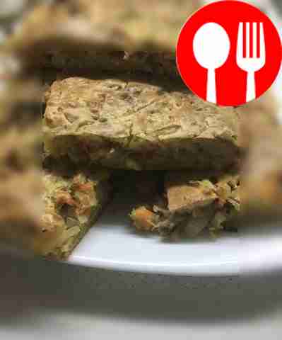 Заливной пирог с капустой и рыбой