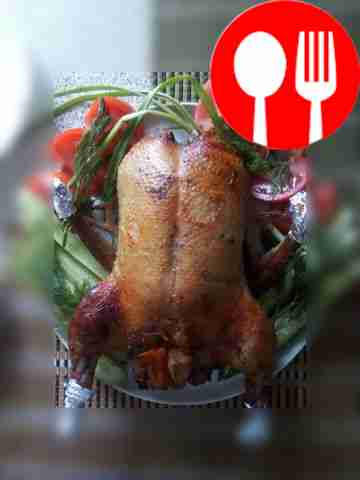 Утка с яблоком и апельсином