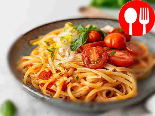Итальянские спагетти с помидорками черри