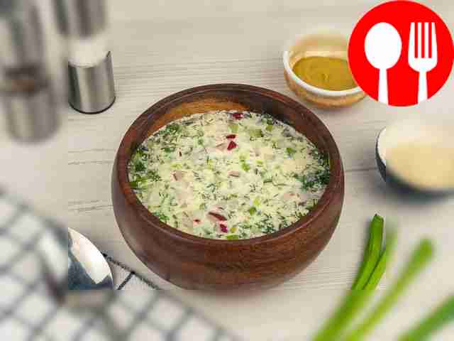 Окрошка на воде и майонезе без мяса