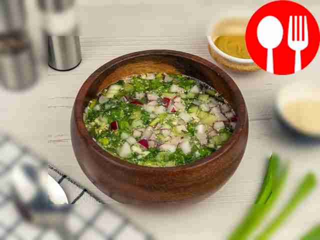 Окрошка на уксусе и воде без мяса