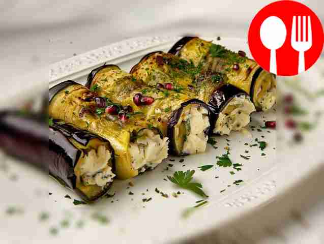 Баклажановые рулетики с сырной начинкой