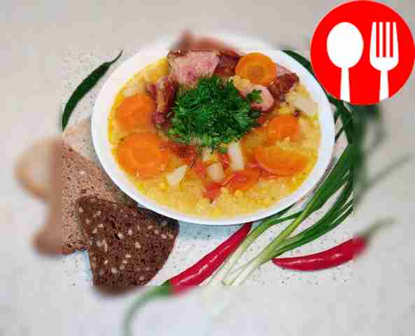 Аппетитный гороховый суп с ребрышками