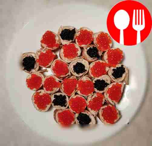 Рулеты из блинов с икрой