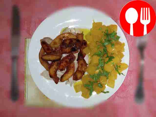 Курочка с карамелизированной айвой