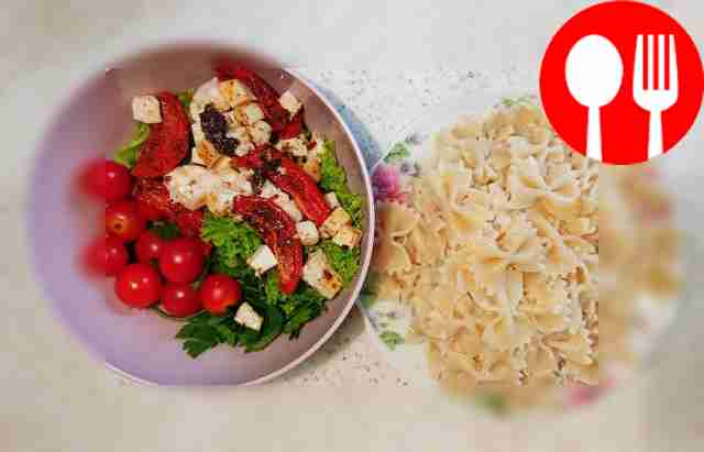 Макароны с итальянским салатом