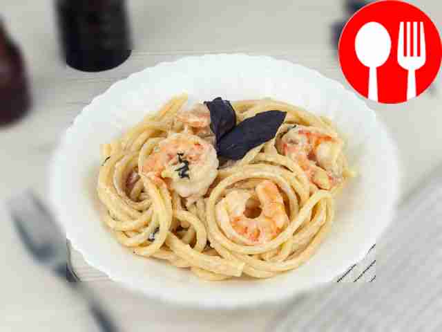 Карбонара с креветками