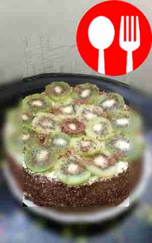 Бисквитный торт с фруктами и творогом