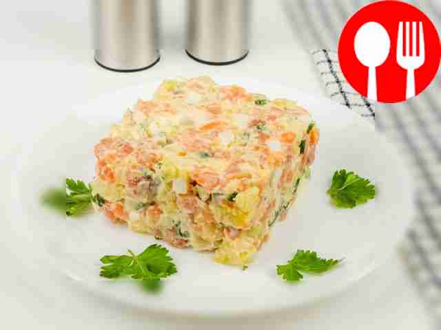 Оливье с рыбой