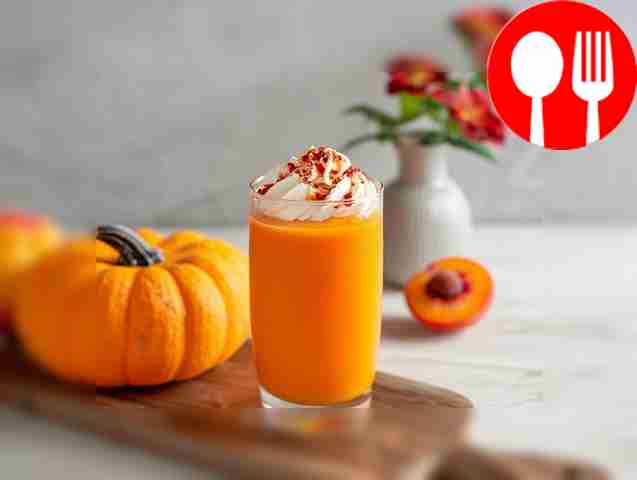 Освежающий тыквенный сок с мякотью персика