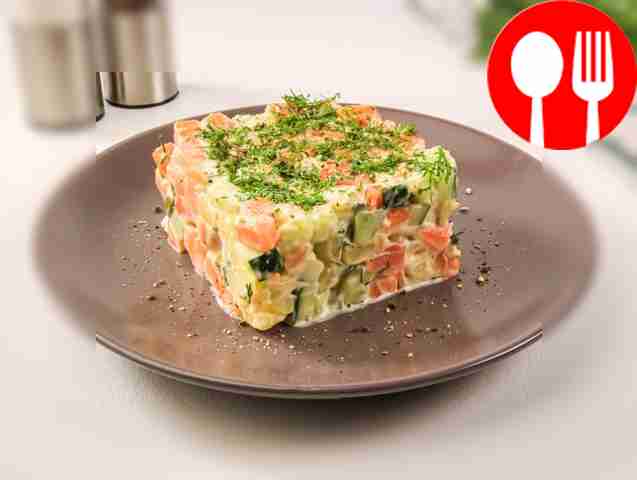 Оливье с семгой